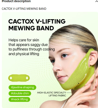 CACTOX V-LIFTING MEWING BAND with Cactus Cooling Reduce Puffiness & Pore Tightening for Visible Pore Care Skin Repair