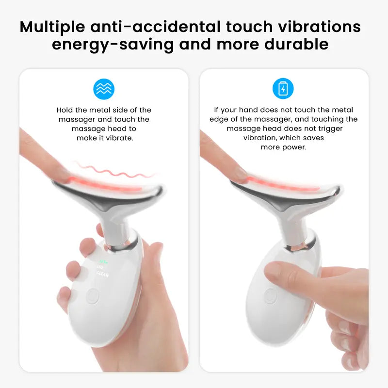 Facial Massager Tool, Facial and Neck Massager with 7 LED Light, Skin Care Device, Suitable for Neck Facial Leg, Gift for Women Mother