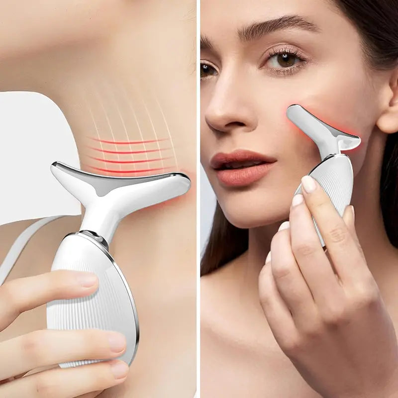 Facial Massager Tool, Facial and Neck Massager with 7 LED Light, Skin Care Device, Suitable for Neck Facial Leg, Gift for Women Mother