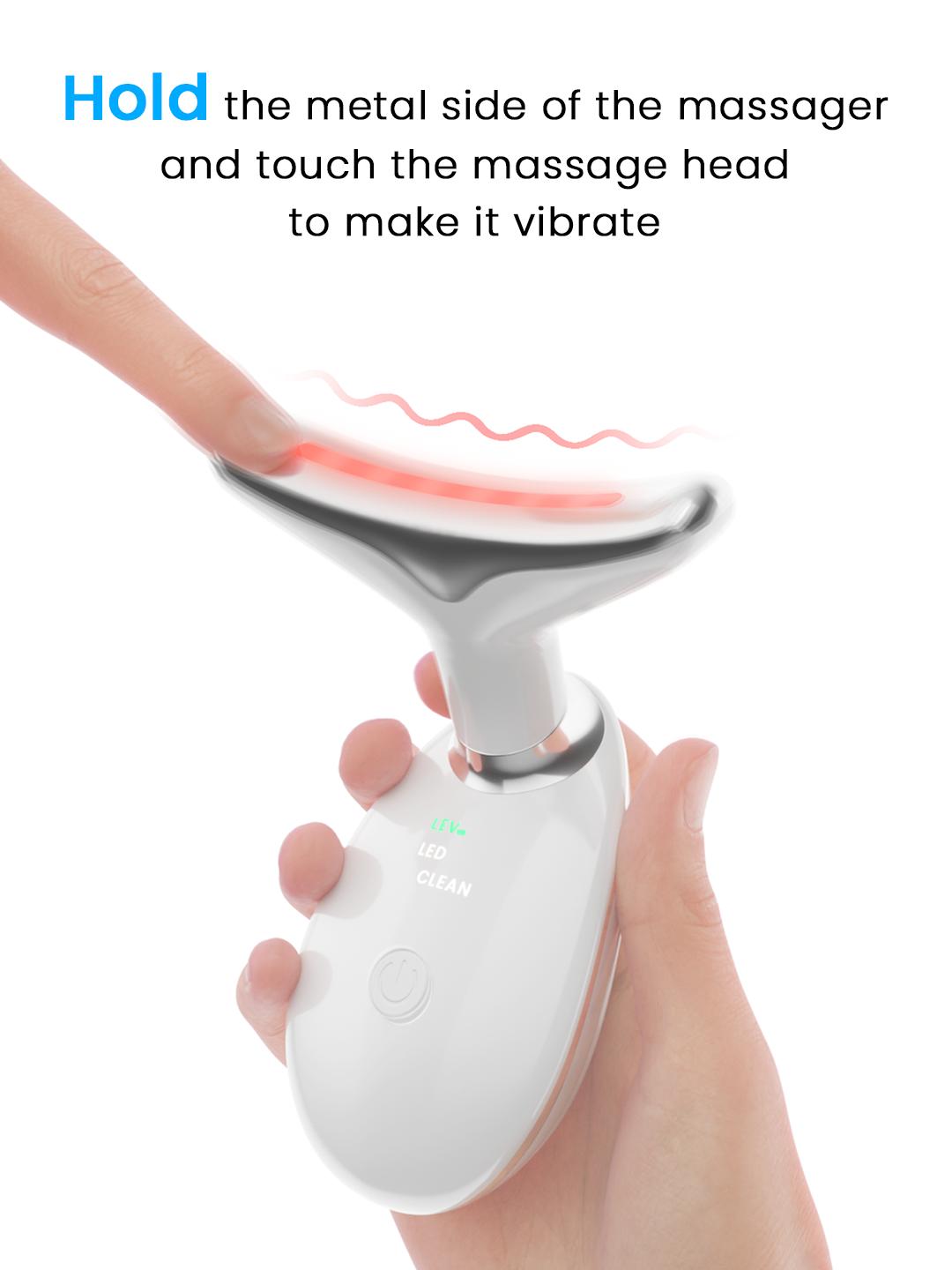 Facial Massager Tool, Facial and Neck Massager with 7 LED Light, Skin Care Device, Suitable for Neck Facial Leg, Gift for Women Mother